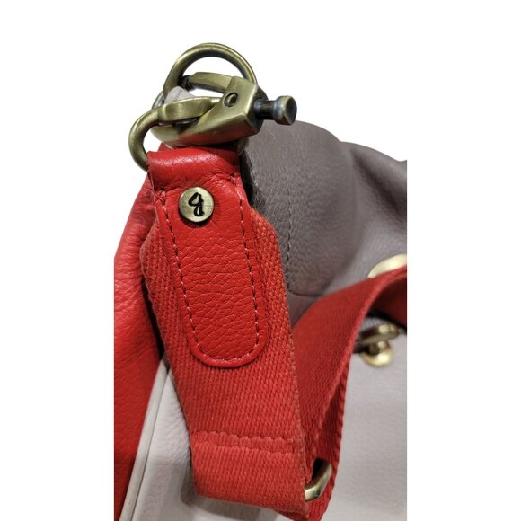 Boden Red & Gray Leather Crossbody Bag With Floral Lining - Picture 11 of 16
